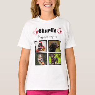 Custom 4 photo dog collage tshirt for girls