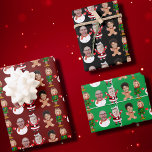 Custom 4 Photo Family Face Photo Christmas Gift Wrapping Paper Sheet<br><div class="desc">Easy Custom 4 Photo Family Face Photo Christmas Gift for Family, Replace faces with your favourite photos (make sure to crop as much to the face as possible and use an app to remove the background) and personalise this funny Christmas Holiday Wrapping Paper with your kid, husband, or boyfriend on...</div>
