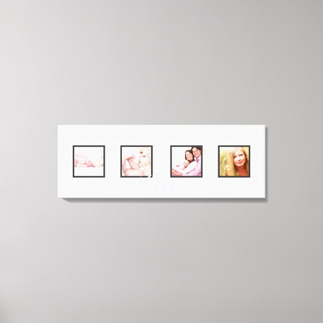 custom 4-Photo frames DIY font+background Canvas Print (Front)