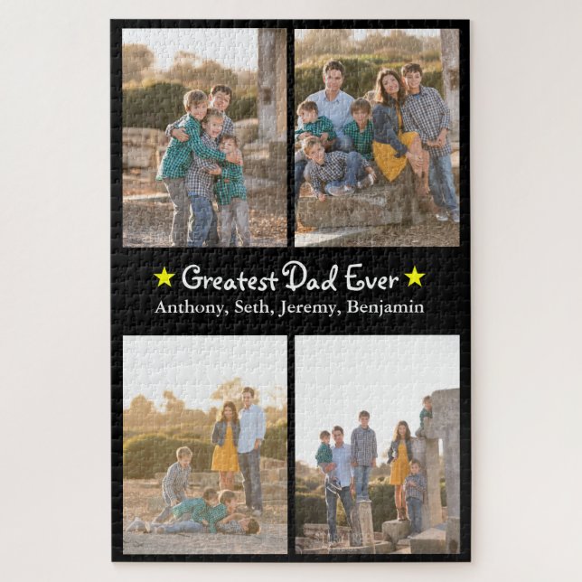 Custom 4 Photo Greatest Dad Ever Father's Day LG Jigsaw Puzzle (Vertical)