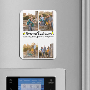 Custom 4 Photo Greatest Dad Ever Father's Day Magnet