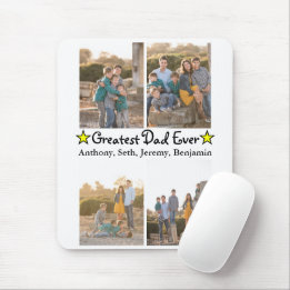 Custom 4 Photo Greatest Dad Ever Father's Day Mouse Mat