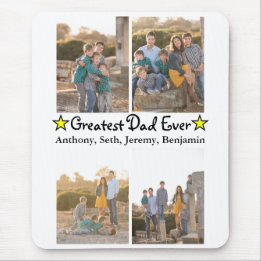 Custom 4 Photo Greatest Dad Ever Father's Day Mouse Mat
