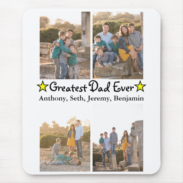 Custom 4 Photo Greatest Dad Ever Father's Day Mouse Mat (Front)