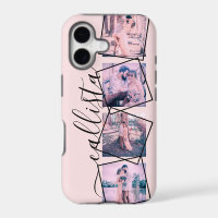 Custom 4 Photo Handwritten Monogram Name Couple