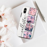 Custom 4 Photo Handwritten Monogram Name Couple Case-Mate iPhone Case<br><div class="desc">This romantic, cool, and modern case is perfect for anyone who wishes to carry their loved one with them. It features four customizable photograph pictures. On top of the photos are black outlined twisted frames for a unique and contemporary touch. It also displays a place for a monogram name on...</div>