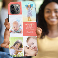 Custom 4 Photo Mum Life is the Best Life Coral