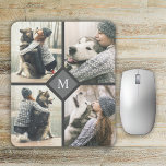 Custom 4-Photo Template with Monogram Mouse Mat<br><div class="desc">Show off 4 of your favorite photos with this custom photo-template mouse pad. It features your desired monogram initial in the center surrounded by 4 of your chosen photos that you load in place of the sample photos shown in the design template. It's a great way to enjoy favorite photos...</div>