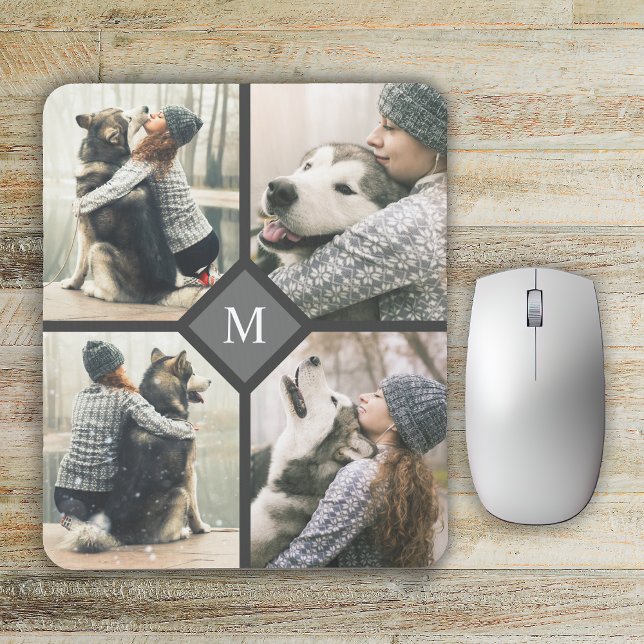 Custom 4-Photo Template with Monogram Mouse Mat (Creator Uploaded)