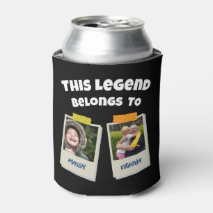 Custom 4 Photo This Legend Belongs Grandpa Retro Can Cooler