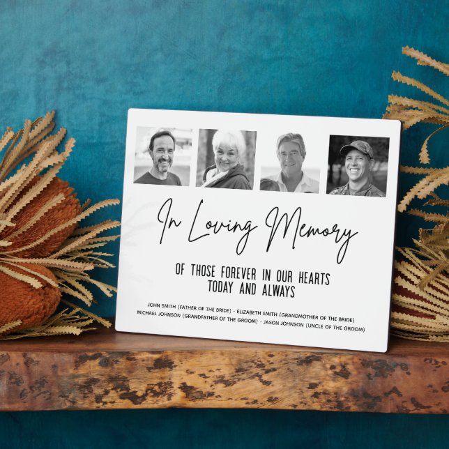 Custom 4 Photo Wedding Memorial In Loving Memory  Plaque (Side)