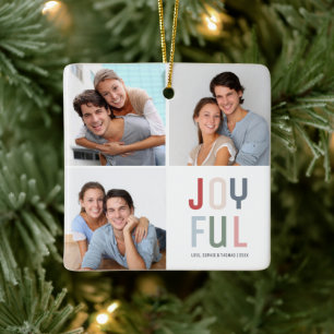 Custom 4 Photos Collage Christmas Ceramic Ornament