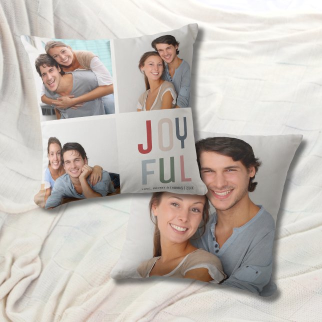 Custom 4 Photos Collage Christmas  Cushion (Custom 4 Photos Collage Christmas Throw Pillow)