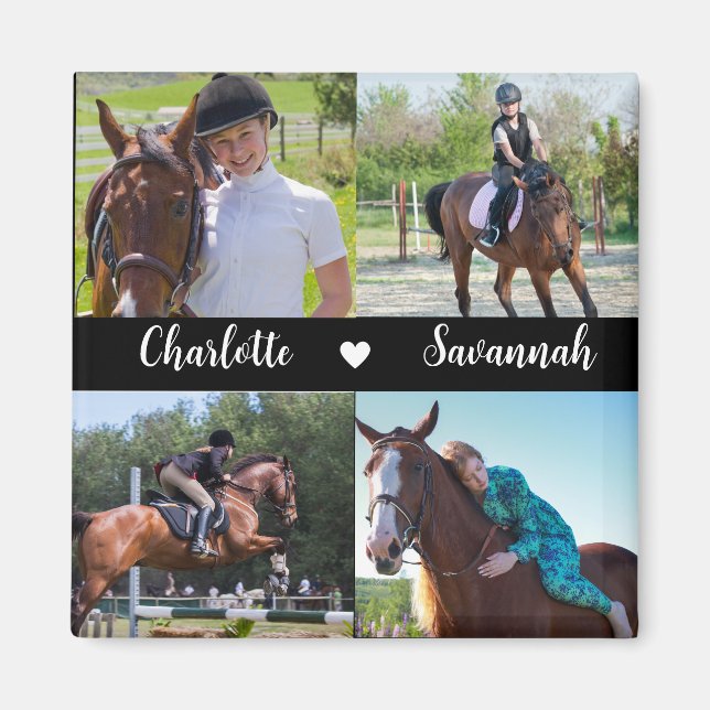 Custom 4 Photos Collage Horse Name   Magnet (Front)