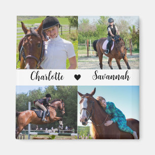 Custom 4 Photos Collage Horse Name   Magnet
