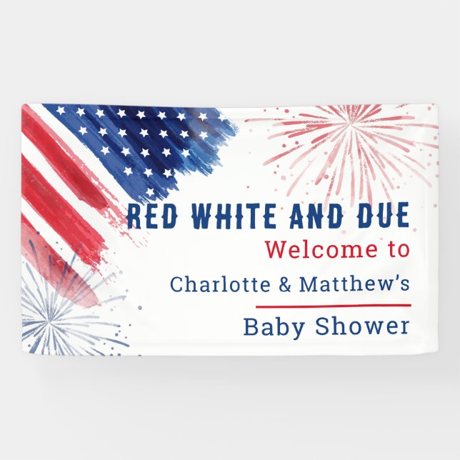 Custom 4th of July Baby Shower Red White Blue Banner (Horizontal)