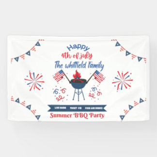 Custom 4th of July Family Summer BBQ Party Banner