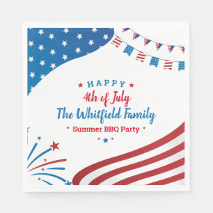 Custom 4th of July Family Summer BBQ Party Paper Napkin