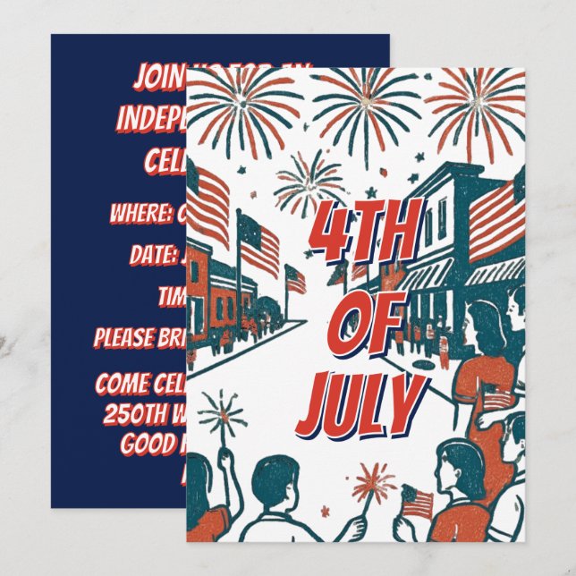 Custom 4th of July Independence Day Celebration Invitation (Front/Back)