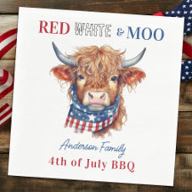 Custom 4th Of July Red White Blue Patriotic Cow