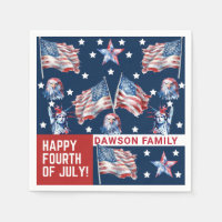 Custom 4th of July Watercolor Family Name