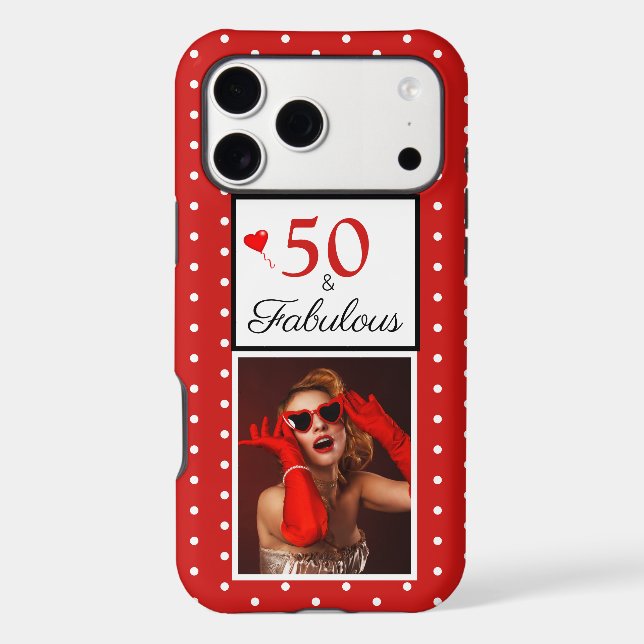 Custom 50 & Fabulous Photo Red 50th Birthday W Red (Back)