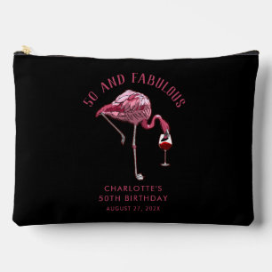 Custom 50th Birthday 50 and Fabulous Black Swag Accessory Pouch