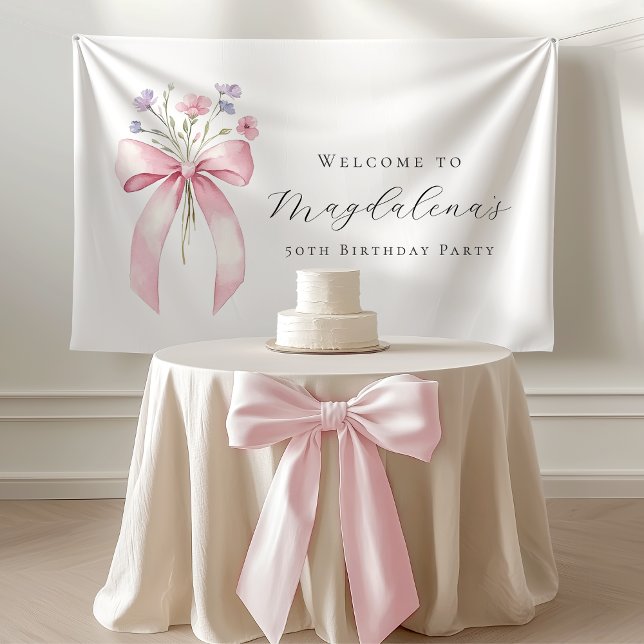 Custom 50th Birthday Banner Bow Wildflower (Creator Uploaded)