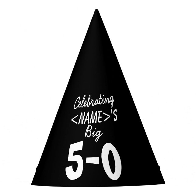 Custom 50th Birthday Black White Paper Party Hat (Front)