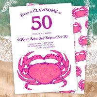 Custom 50th Birthday Bold Pink Crab Seafood Pun