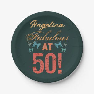 Custom 50th Birthday Fabulous Paper Plate