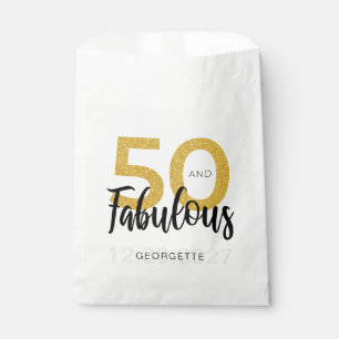Custom 50th Birthday Faux Gold Script Party Favour Bags