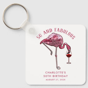 Custom 50th Birthday Flamingo Favors Swag Key Ring