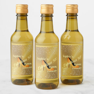 Custom 50th Birthday Mini Wine Bottle Labels