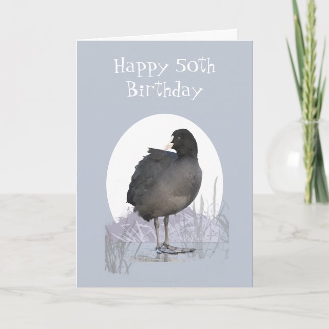 Custom 50th Birthday "Old Coot" Funny Bird Humour Card (Front)