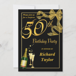 Custom 50th - Fun and Festive Champagne Invitation