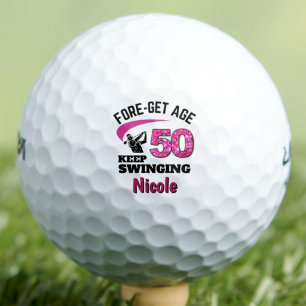 Custom 50th Gift for Daughter - Pink Keep Swinging Golf Balls