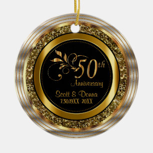 Custom 50th Golden Anniversary Ceramic Tree Decoration