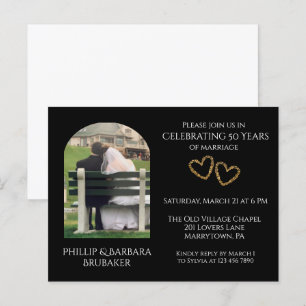 Custom 50th Wedding Anniversary Arch Photo Hearts Invitation Postcard