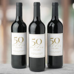 Custom 50th Wedding Anniversary Elegant  Wine Label<br><div class="desc">Toast to 50 years of love with our custom anniversary wine labels! Elegant script in gold tones adds a touch of luxury to your celebration. Cheers to lasting love!</div>