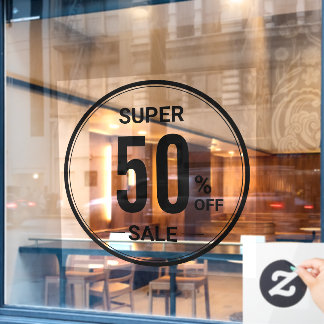 custom 52" Round SUPER SALE Simple Black Store Window Cling