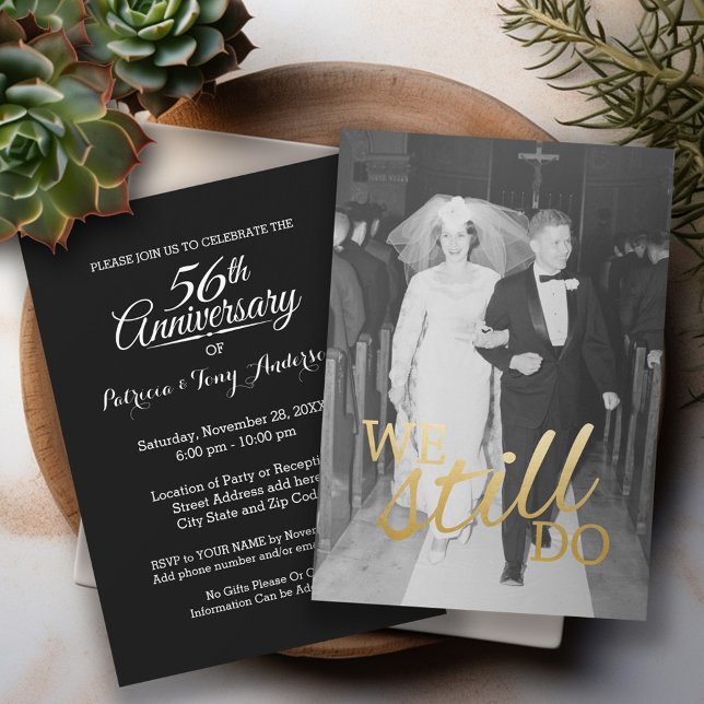 Custom 56th Wedding Anniversary Photo We Still Do Invitation (Wedding Anniversary Invitation)