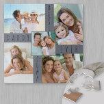 Custom 5 Photo Collage Best Daddy Ever Square Jigsaw Puzzle<br><div class="desc">Custom photo puzzle for the best dad ever. The design is lettered with "best daddy ever [year]" in skinny font typography and you can customise the year and also edit dad to papa or daddy for example, if required. The photo template automatically creates the photo collage with your pictures displayed...</div>