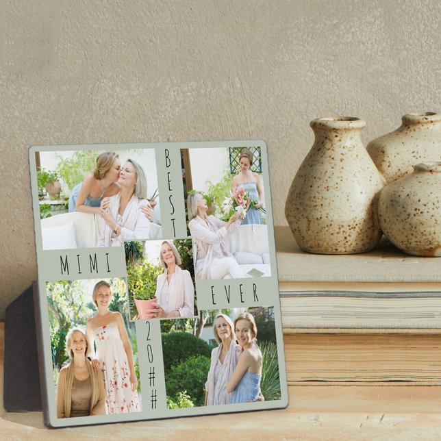 Custom 5 Photo Collage Best Mimi Ever Green Plaque (Creator Uploaded)