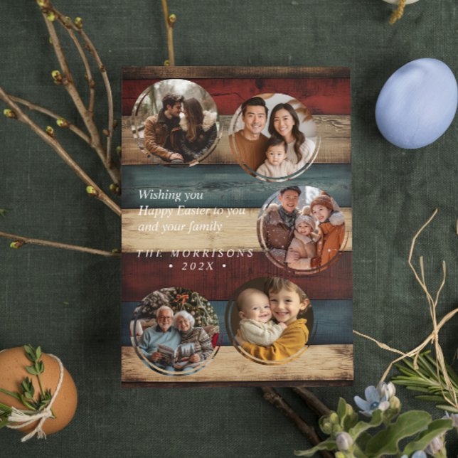 Custom 5 photo collage Easter postcard (Creator Uploaded)