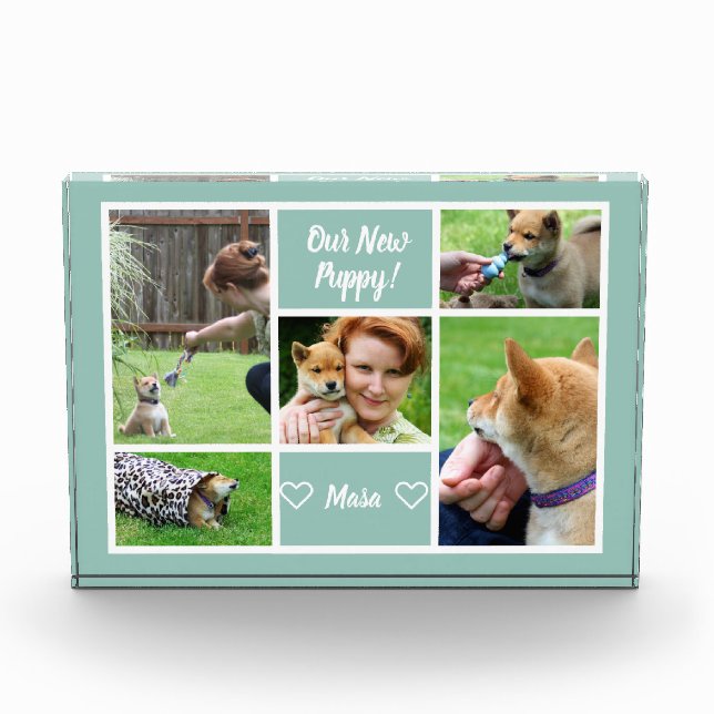 Custom 5 Photo Collage Family Pet Photo Block (Front)