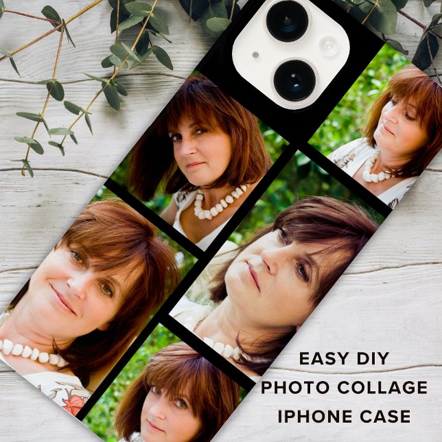 Custom 5 Photo Collage Template Black Case-Mate iPhone Case (EASY DIY PHOTO COLLAGE
IPHONE 14 CASE)