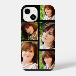 Custom 5 Photo Collage Template Black iPhone 14 Case