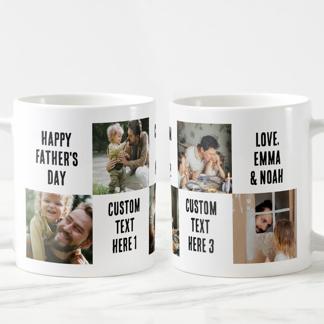 Custom 5 Photo Dad Gift Personalised 5 Texts Coffee Mug (Creator Uploaded)