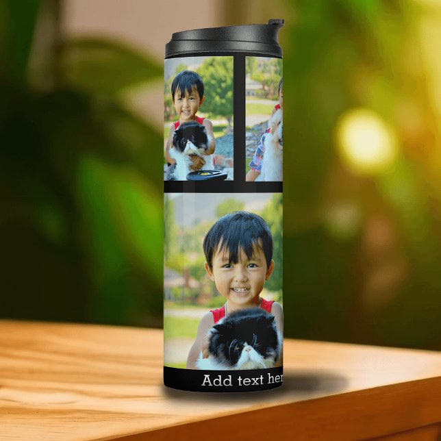 Custom 5 Photo Keepsake Collage Thermal Tumbler (custom photo tumbler coffee travel mug)